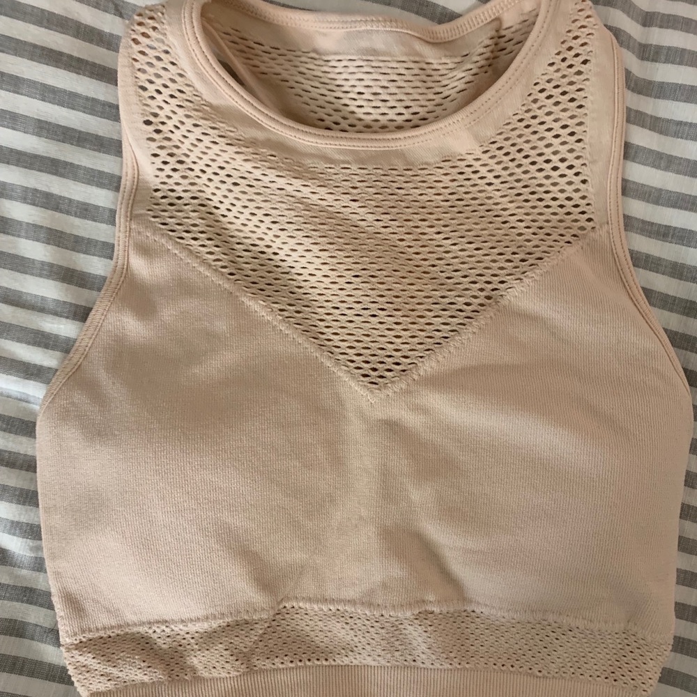 Fabletics blush high neck mesh sports bra